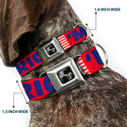 Dog Bone Seatbelt Buckle Collar - 'MERICA/US Flag Red/Blue/White