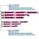 Dog Bone Seatbelt Buckle Collar - 'MERICA/US Flag Red/Blue/White