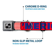 Dog Bone Seatbelt Buckle Collar - 'MERICA/US Flag Red/Blue/White