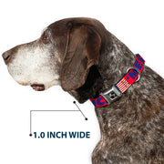 Dog Bone Seatbelt Buckle Collar - 'MERICA/US Flag Red/Blue/White