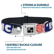 Dog Bone Seatbelt Buckle Collar - 'MERICA/US Flag Blue/White/Red
