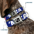 Load image into Gallery viewer, Dog Bone Seatbelt Buckle Collar - 'MERICA/USA Silhouette Blue/White/US Flag
