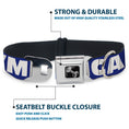 Load image into Gallery viewer, Dog Bone Seatbelt Buckle Collar - 'MERICA/USA Silhouette Blue/White/US Flag
