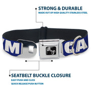 Dog Bone Seatbelt Buckle Collar - 'MERICA/USA Silhouette Blue/White/US Flag