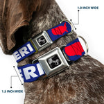 Dog Bone Seatbelt Buckle Collar - 'MERICA/USA Silhouette Blue/White/Red