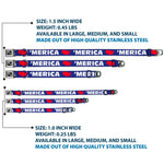 Dog Bone Seatbelt Buckle Collar - 'MERICA/USA Silhouette Blue/White/Red