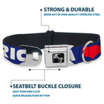 Dog Bone Seatbelt Buckle Collar - 'MERICA/USA Silhouette Blue/White/Red