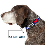 Dog Bone Seatbelt Buckle Collar - 'MERICA/USA Silhouette Blue/White/Red