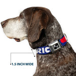 Dog Bone Seatbelt Buckle Collar - 'MERICA/USA Silhouette Blue/White/Red