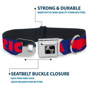 Dog Bone Seatbelt Buckle Collar - 'MERICA/USA Silhouette Blue/Red