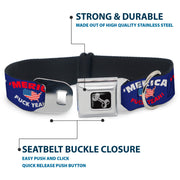 Dog Bone Seatbelt Buckle Collar - 'MERICA FUCK YEAH!/USA Silhouette Blue/White/Red/US Flag