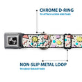 Load image into Gallery viewer, Dog Bone Black/Silver Seatbelt Buckle Collar - 90s Nineties Grid Pattern Gray/Multi Pastel
