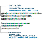 Dog Bone Black/Silver Seatbelt Buckle Collar - 90s Nineties Grid Pattern Vibrant Gray/Multi Color