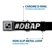 Dog Bone Black/Silver Seatbelt Buckle Collar - #DBAP Hash Tag Text Black/White