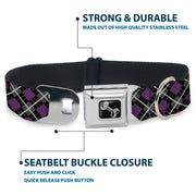 Dog Bone Seatbelt Buckle Collar - Argyle Black/Gray/Purple