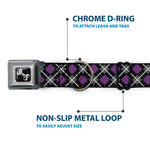 Dog Bone Seatbelt Buckle Collar - Argyle Black/Gray/Purple
