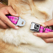 Dog Bone Seatbelt Buckle Collar - Argyle Pink/Fuchsia/Blue