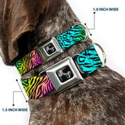 Dog Bone Seatbelt Buckle Collar - Animal Skins Rainbow/Black