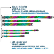 Dog Bone Seatbelt Buckle Collar - Animal Skins Rainbow/Black