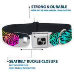 Dog Bone Seatbelt Buckle Collar - Animal Skins Rainbow/Black