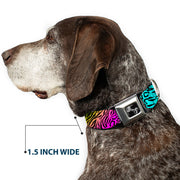 Dog Bone Seatbelt Buckle Collar - Animal Skins Rainbow/Black