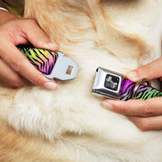 Dog Bone Seatbelt Buckle Collar - Animal Skins Rainbow/Black