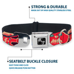Dog Bone Seatbelt Buckle Collar - Angry Bunnies CLOSE-UP Purple/Red/Blue