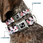 Dog Bone Seatbelt Buckle Collar - Angry Bunnies Gray/Pinks