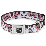 Dog Bone Seatbelt Buckle Collar - Angry Bunnies Gray/Pinks