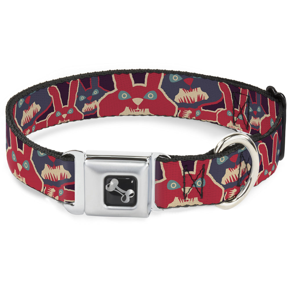 Dog Bone Seatbelt Buckle Collar - Angry Bunnies Purple/Red/Blue
