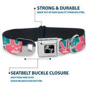 Dog Bone Seatbelt Buckle Collar - Angry Bunnies Turquoise/Pinks