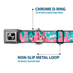 Dog Bone Seatbelt Buckle Collar - Angry Bunnies Turquoise/Pinks