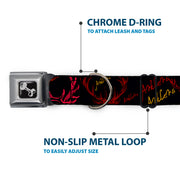 Dog Bone Seatbelt Buckle Collar - Antlers Black/Burgundy/Gold