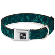 Dog Bone Seatbelt Buckle Collar - Antlers Turquoise