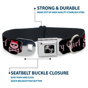 Dog Bone Seatbelt Buckle Collar - Angry Girl Black/Pink