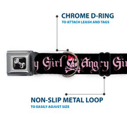 Dog Bone Seatbelt Buckle Collar - Angry Girl Black/Pink