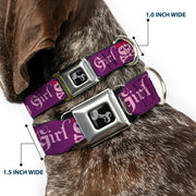 Dog Bone Seatbelt Buckle Collar - Angry Girl Purple/Pink
