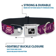Dog Bone Seatbelt Buckle Collar - Angry Girl Purple/Pink