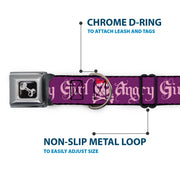 Dog Bone Seatbelt Buckle Collar - Angry Girl Purple/Pink