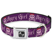 Dog Bone Seatbelt Buckle Collar - Angry Girl Purple/Pink