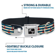 Dog Bone Seatbelt Buckle Collar - Anchors w/Stripes White/Blue/Red