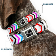 Dog Bone Seatbelt Buckle Collar - Arrows White/Multi Color