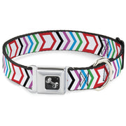 Dog Bone Seatbelt Buckle Collar - Arrows White/Multi Color