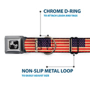 Dog Bone Seatbelt Buckle Collar - American Flag Weathered Color Repeat