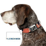 Dog Bone Seatbelt Buckle Collar - American Flag Weathered Color Repeat