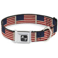 Load image into Gallery viewer, Dog Bone Seatbelt Buckle Collar - American Flag Weathered Color Repeat
