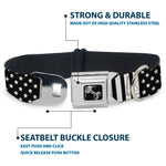 Dog Bone Seatbelt Buckle Collar - American Flag CLOSE-UP Black/White