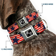 Dog Bone Seatbelt Buckle Collar - Americana Stars & Stripes Red/White/Blue/White