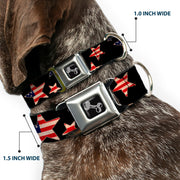 Dog Bone Seatbelt Buckle Collar - Americana Stars & Flags Black/Red/White/Blue