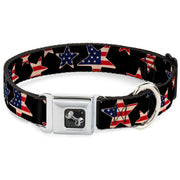 Dog Bone Seatbelt Buckle Collar - Americana Stars & Flags Black/Red/White/Blue